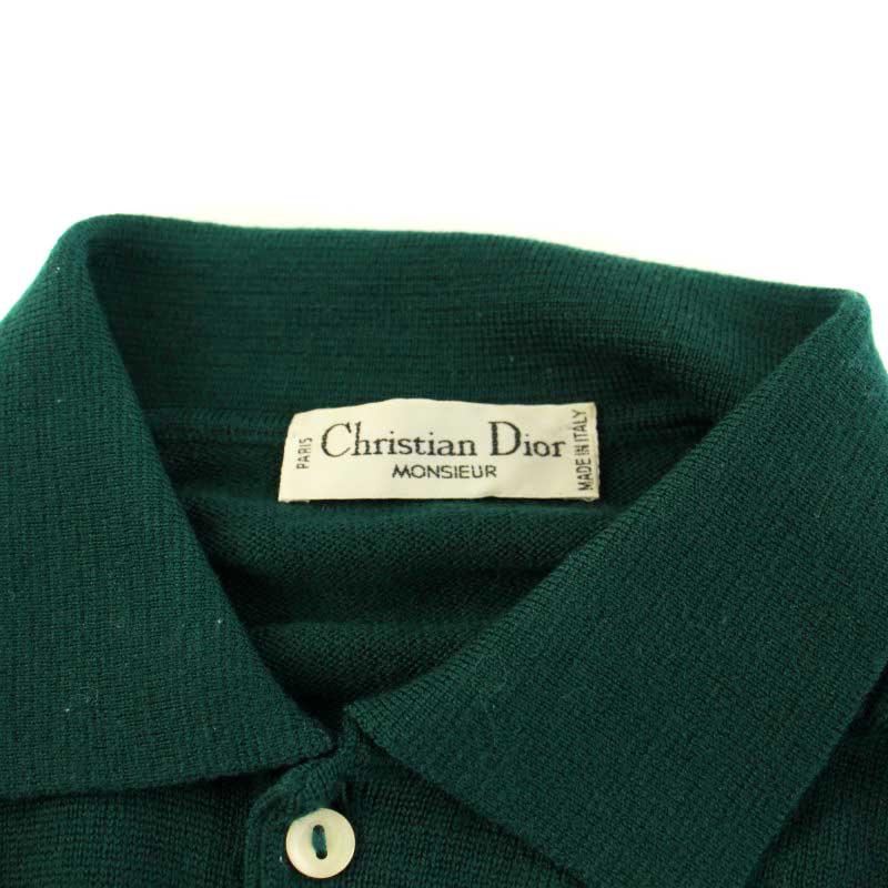 クリスチャンディオール Christian Dior MONSUEUR ポロシャツ ヴィンテージ 長袖 ウール ニット 緑 グリーン /KQ メンズ｜vectorpremium｜03