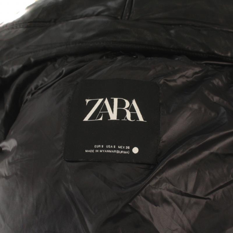 ザラ ZARA 中綿ベスト ジャケット ショート丈 ジップアップ フード S 黒 ブラック /BB レディース｜vectorpremium｜04