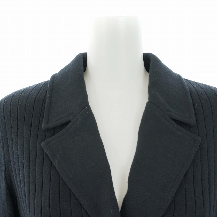 レオナール LEONARD FASHION ニット カーディガン 長袖 リブ 42 M 紺  