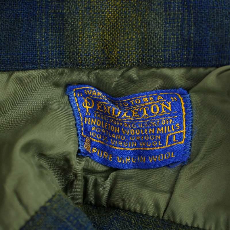 通販店を ペンドルトン PENDLETON 60´s ヴィンテージ オンブレ シャツ 長袖 チェック柄 ウール L 紺 ネイビー 緑 グリーン /BM メンズ