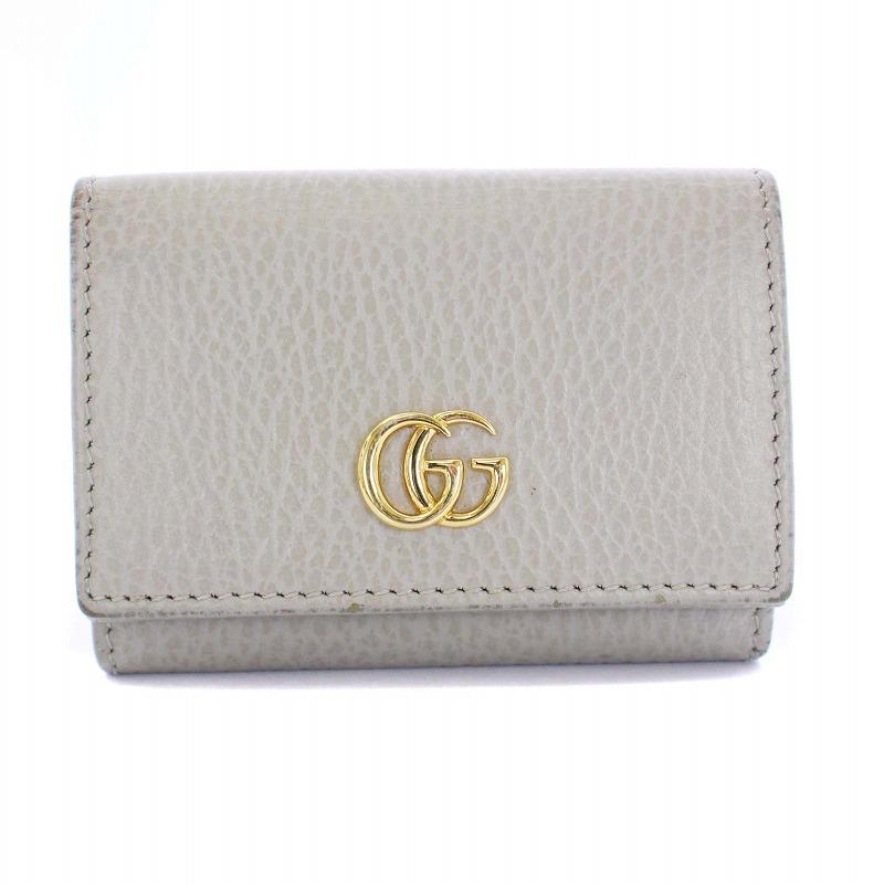 グッチ GUCCI ダブルG ウォレット 三つ折り財布 レザー ゴールド金具 