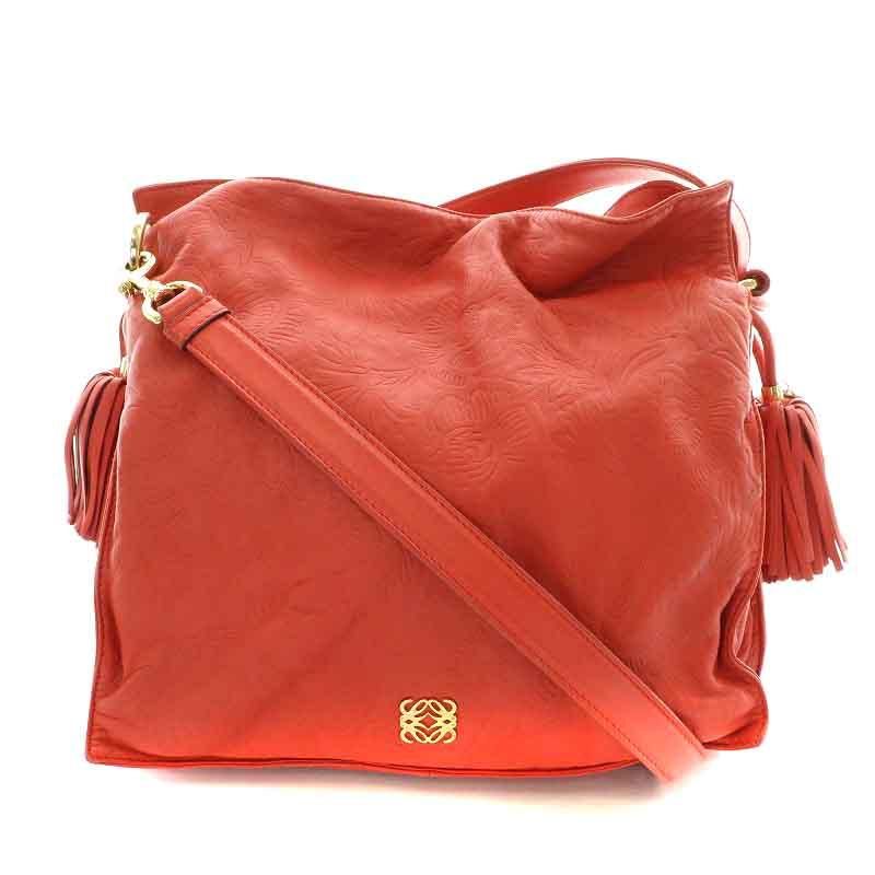 ロエベ LOEWE フラメンコ30 ショルダーバッグ 型押しレザー タッセル 