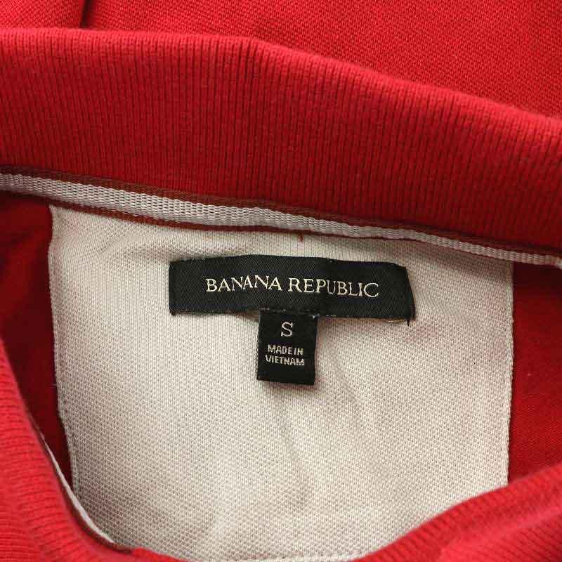 バナナリパブリック BANANA REPUBLIC ポロシャツ 半袖 ハーフボタン 鹿の子 刺繍 S 赤 レッド /NW33 メンズ｜vectorpremium｜06