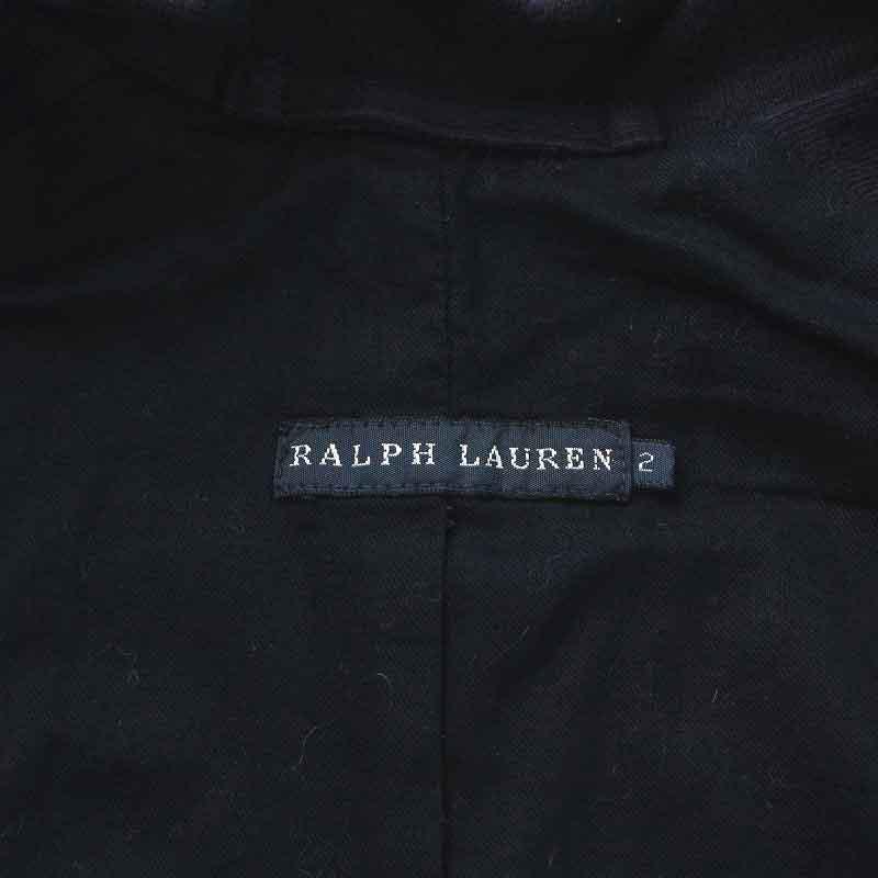 ラルフローレン RALPH LAUREN テーラードジャケット 紺ブレ シングル 総裏地 ロゴ刺繍 パイピング バイカラー 2 S 紺 ネイビー 白｜vectorpremium｜07