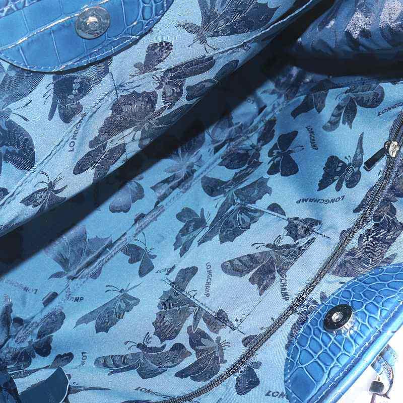 ロンシャン LONGCHAMP トートバッグ ハンドバッグ ショルダーバッグ レザー クロコ型押し 青 ブルー /AN17 レディース｜vectorpremium｜06