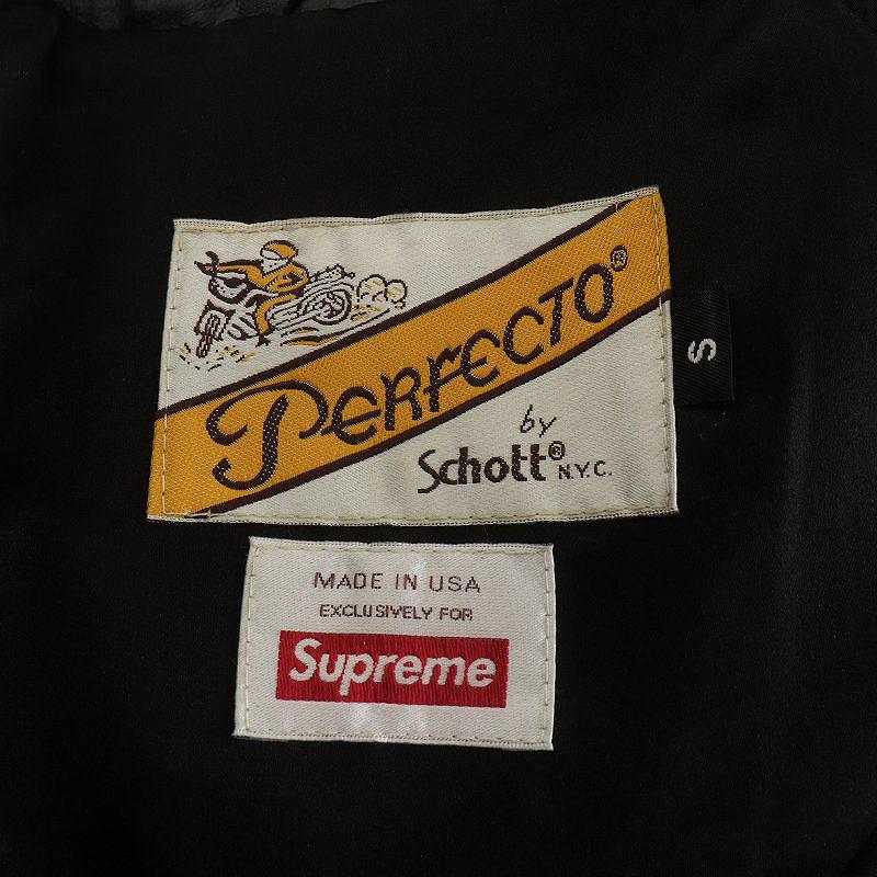 シュプリーム SUPREME × ショット Schott 17FW Chief Tassel Perfect Jacket ライダースジャケット ダブル フリンジ レザー 牛革 S 黒｜vectorpremium｜03