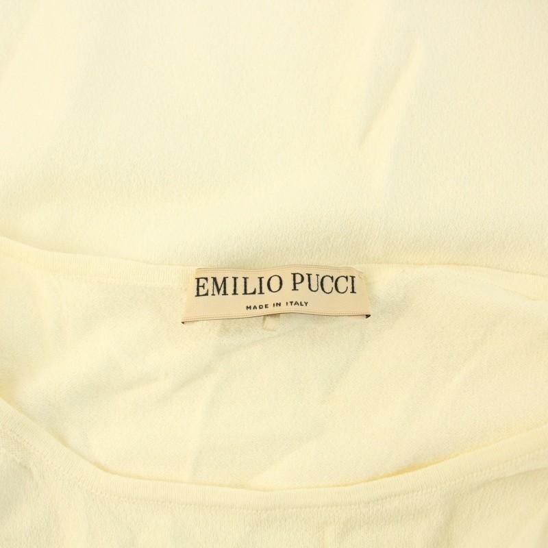 エミリオプッチ EMILIO PUCCI ニット カットソー ノースリーブ クルーネック スカーフ付き シルク M 白 ホワイト /BB レディース｜vectorpremium｜04