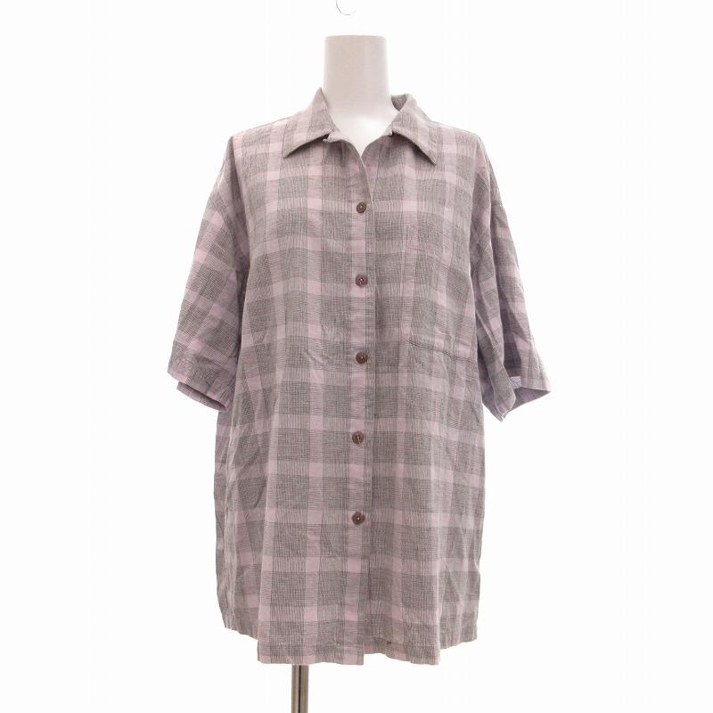 パタゴニア Patagonia オープンカラーシャツ 半袖 総柄 チェック M 紫 