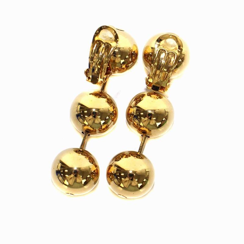 バレンシアガ BALENCIAGA イヤリング 両耳用 ボール 3連 ゴールド色  