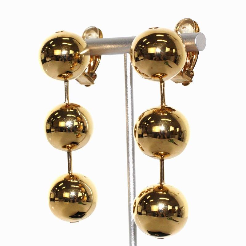 バレンシアガ BALENCIAGA イヤリング 両耳用 ボール 3連 ゴールド色  