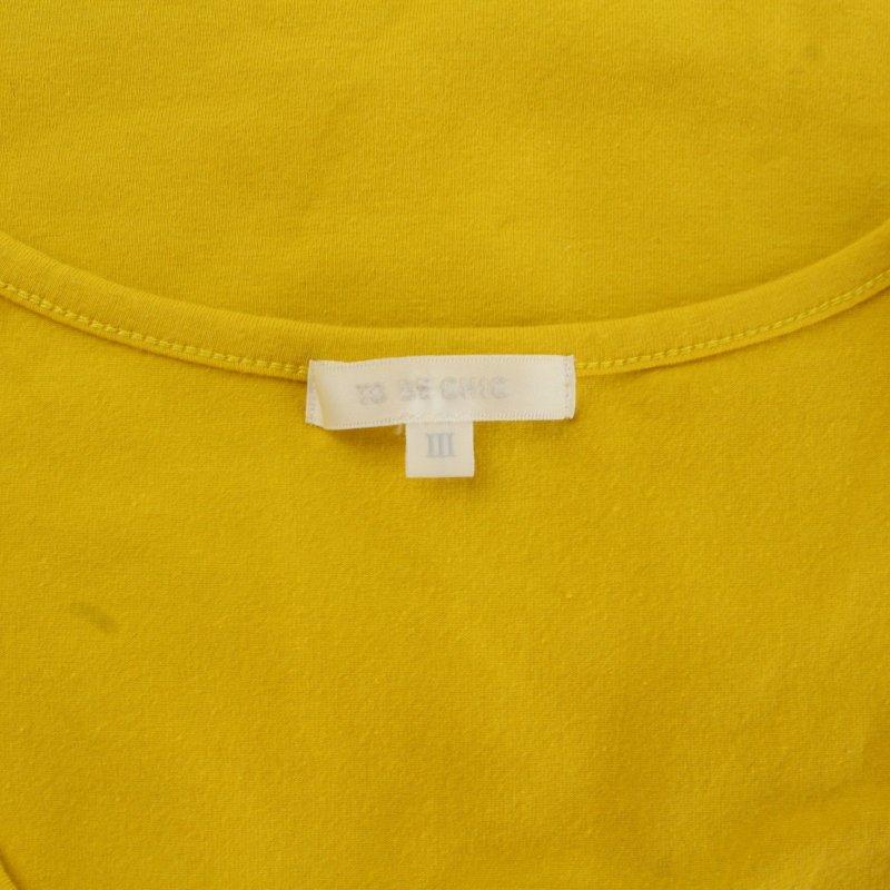 トゥービーシック TO BE CHIC Tシャツ カットソー シアー 花柄 ビーズ装飾 リボン Uネック 半袖 3 L 黄 イエロー /XK レディース｜vectorpremium｜09