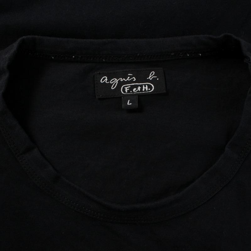 アニエスベー agnes b. F. et H. Tシャツ カットソー プリント 半袖 L 黒 ブラック /XK メンズ レディース｜vectorpremium｜06