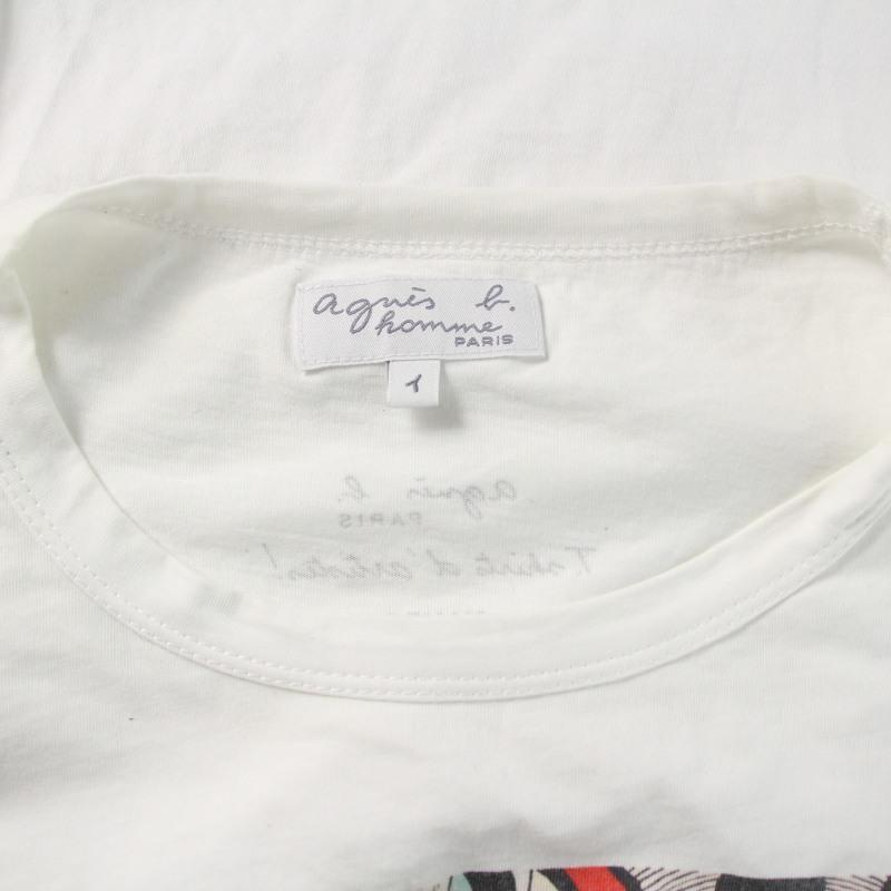 アニエスベーオム Agnes b. homme Tシャツ カットソー プリント 半袖 1 S 白 ホワイト /XK メンズ｜vectorpremium｜08
