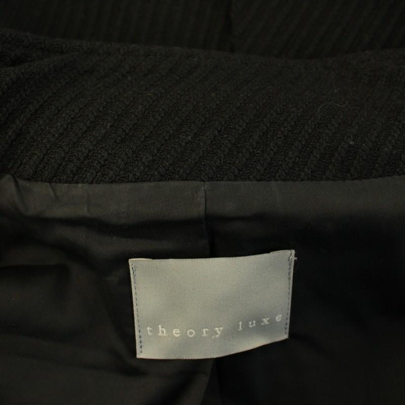 セオリーリュクス theory luxe ロングコート ダブル スタンドカラー ベルト ウール 40 L 黒 ブラック /BB レディース｜vectorpremium｜05