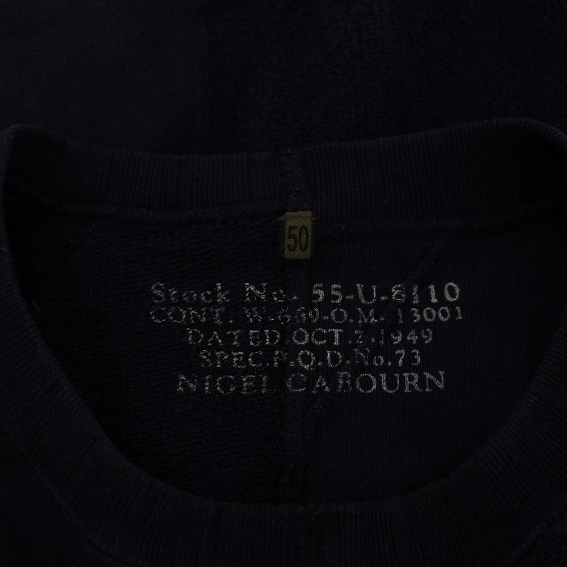 ナイジェルケーボン NIGEL CABOURN ARMYCREW JERSEYMIX スウェット トレーナー コットン 50 L 紺 ネイビー 8041-00-20010 /AN27 メンズ｜vectorpremium｜03