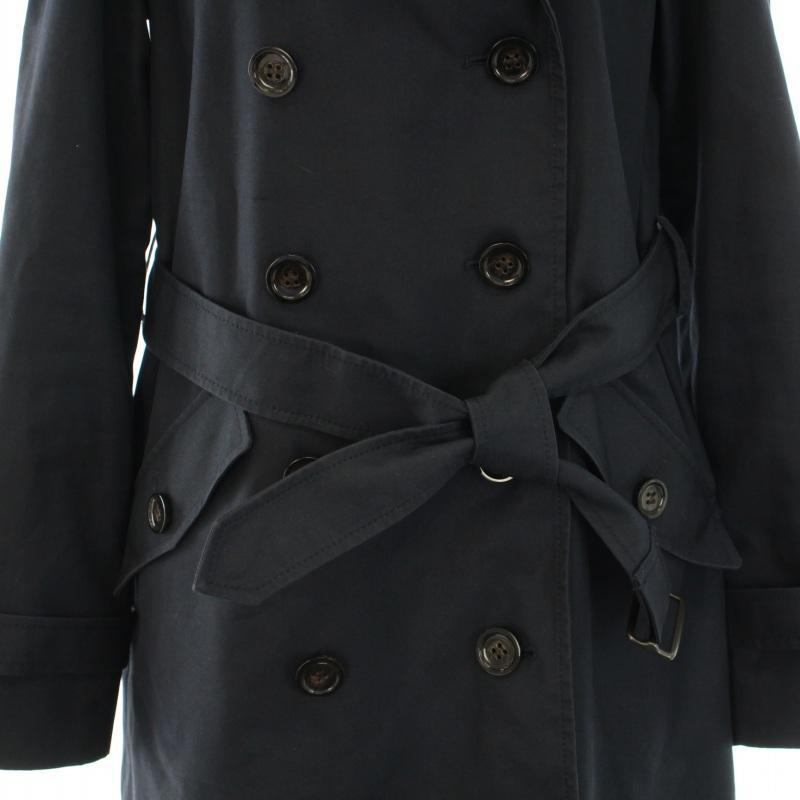 【美品】コーチ　トレンチコート　ミドル丈　小さ目　ネイビー　ベルト COACH コーチ トレンチコート アウター ミドル ベルト 裏地ロゴ