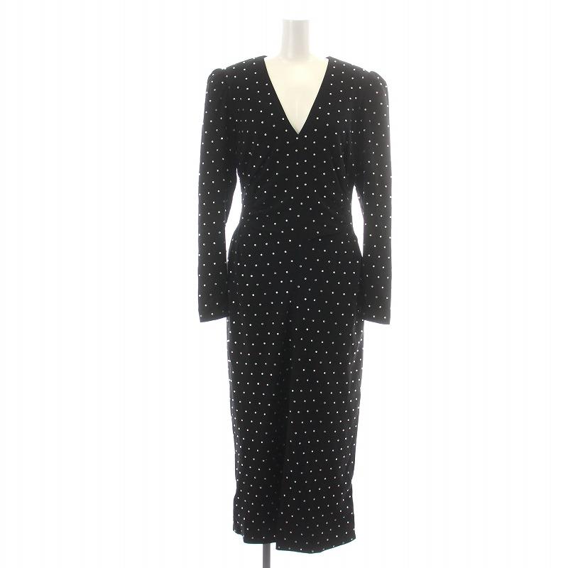SELF PORTLAIT 長袖ワンピースドレス黒水玉ドットブラック
