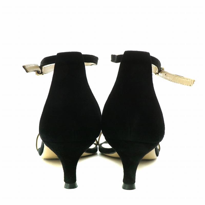 NEBULONI 黒 スエード ポインテッドトゥ サンダル37.5