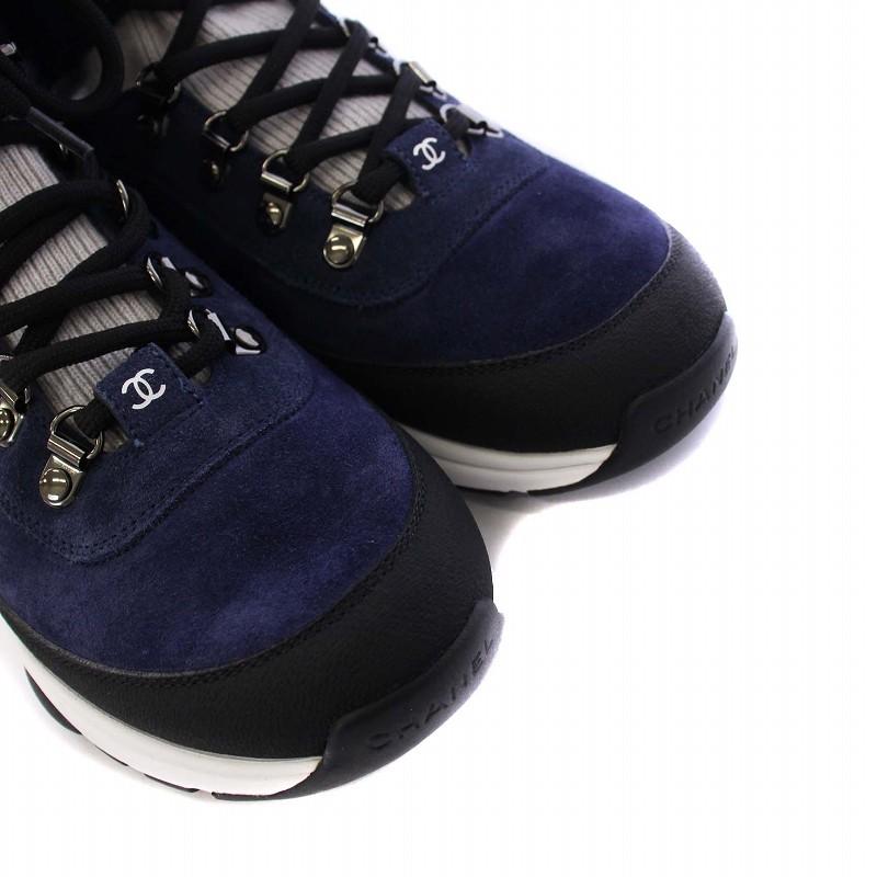 シャネル ココマーク ニット ソックススニーカー ニット/スエード ネイビー シャネル ココマーク ニット ソックススニーカー ニット/スエード