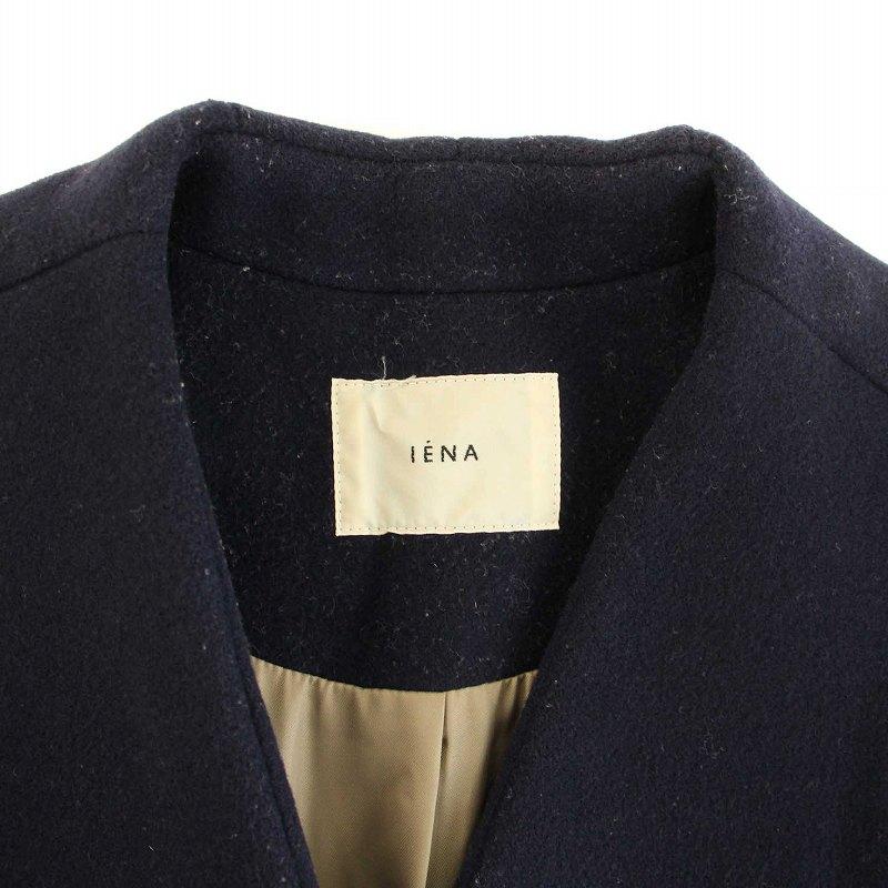★値下げ依頼対応中★IENA 黒（濃紺？）のVネックロングコート AMBIDEX Store 〇ウールメルトン Vネックロングコート(F アカ): iki