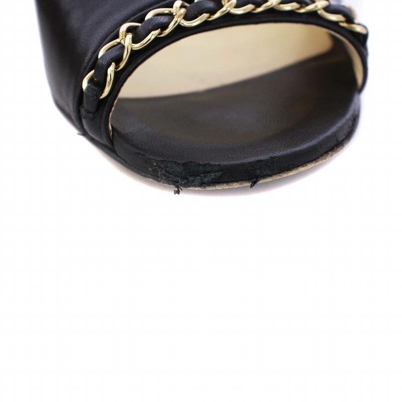 CHANEL シャネル パンプス オープントゥ チャンキーヒール チェーン 