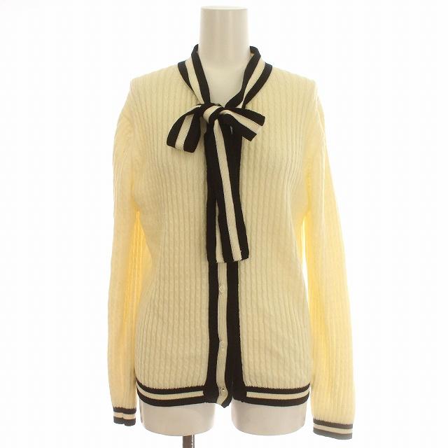 オブリ OBLI カーディガン ニット ケーブル編み ボウタイ F アイボリー  