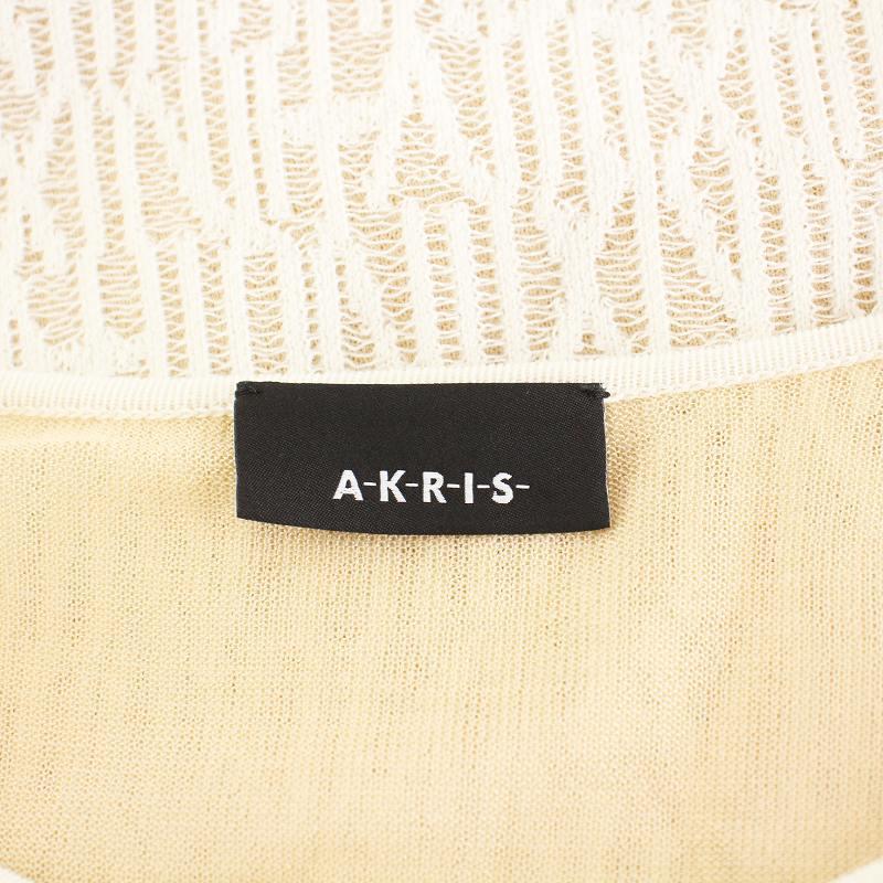 アクリス AKRIS ニット カットソー 半袖 総柄 シルク混 絹混 F36 S 
