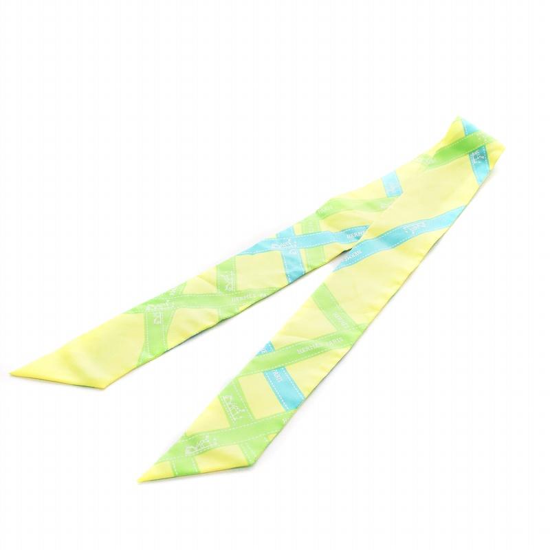 エルメス　ツイリー　ボルデュック　イエロー、ブルー、グリーン エルメス ツイリー ボルデュック イエロー、ブルー、グリーン エルメス