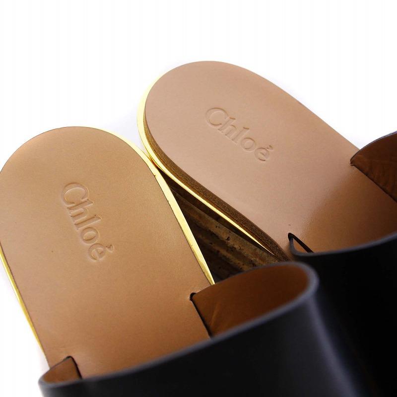 Chloe クロエ CHLOE CAMILLE サンダル 厚底 コルクヒール レザー 37  