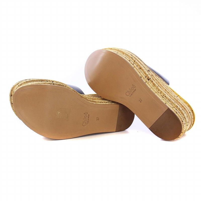 Chloe クロエ CHLOE CAMILLE サンダル 厚底 コルクヒール レザー 37  