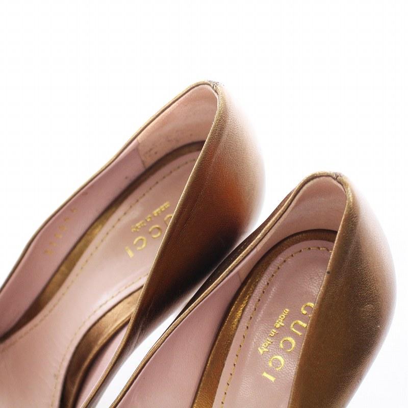 GUCCI グッチ パンプス ヒール コルクソール オープントゥ レザー 35.5 