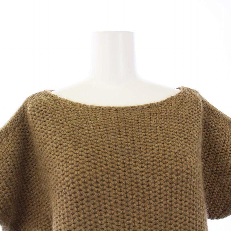 HERMES エルメス アルパカ ニットワンピース 半袖 ひざ丈 ボートネック  