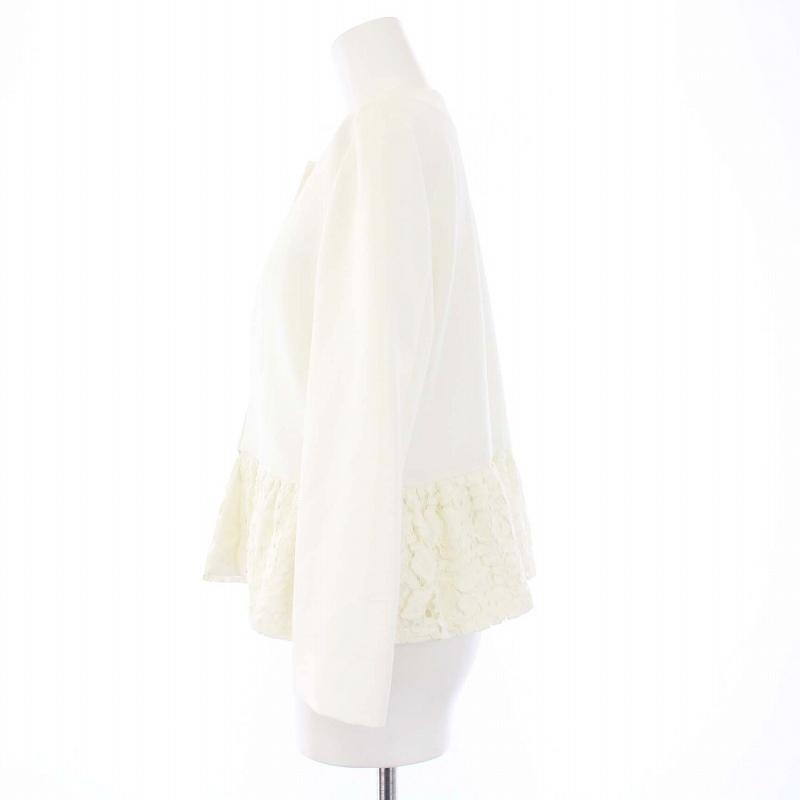 ヨーコチャン YOKO CHAN 裾レース ノーカラージャケット 38 M 白  