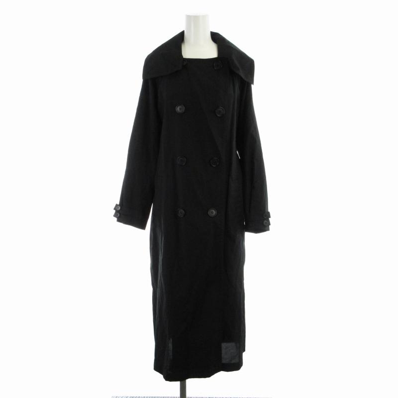 美品　グレースコンチネンタル　ロングコート　ファー　ベルテッドコート グレースコンチネンタル ダイアグラムロングコートベルトファー着脱可黒
