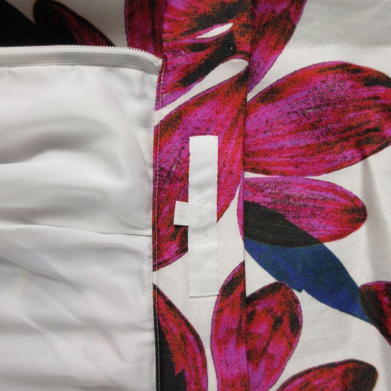 アナイ ANAYI フレアスカート ひざ丈 花柄 36 S ピンク 白