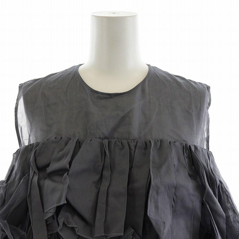 ドゥロワー drawer ノーカラーシャツグレージュ38