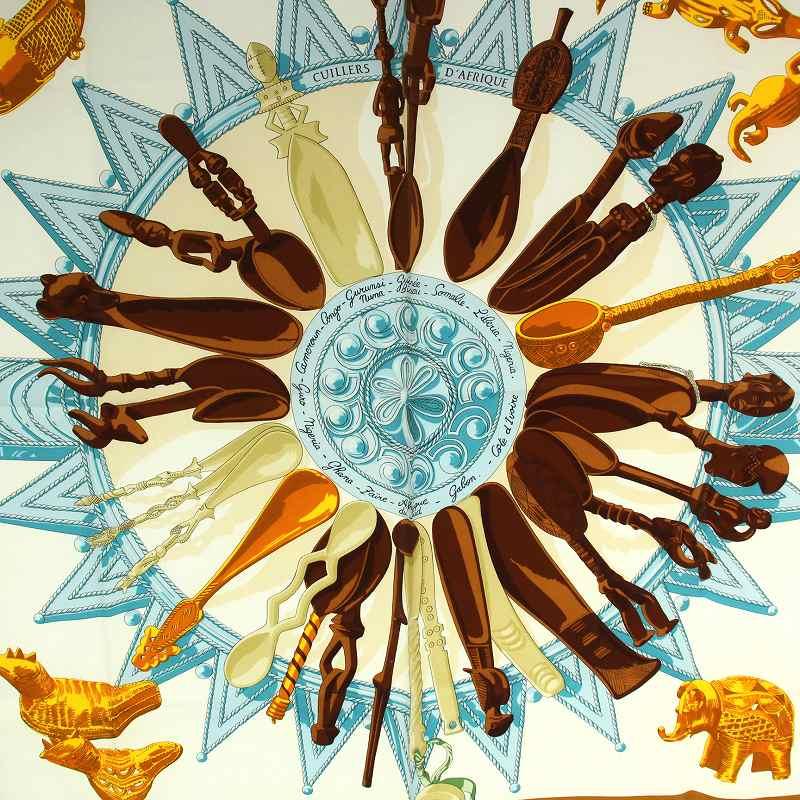HERMES エルメス カレ90 アフリカのスプーン CUILLES D'AFRIQUE