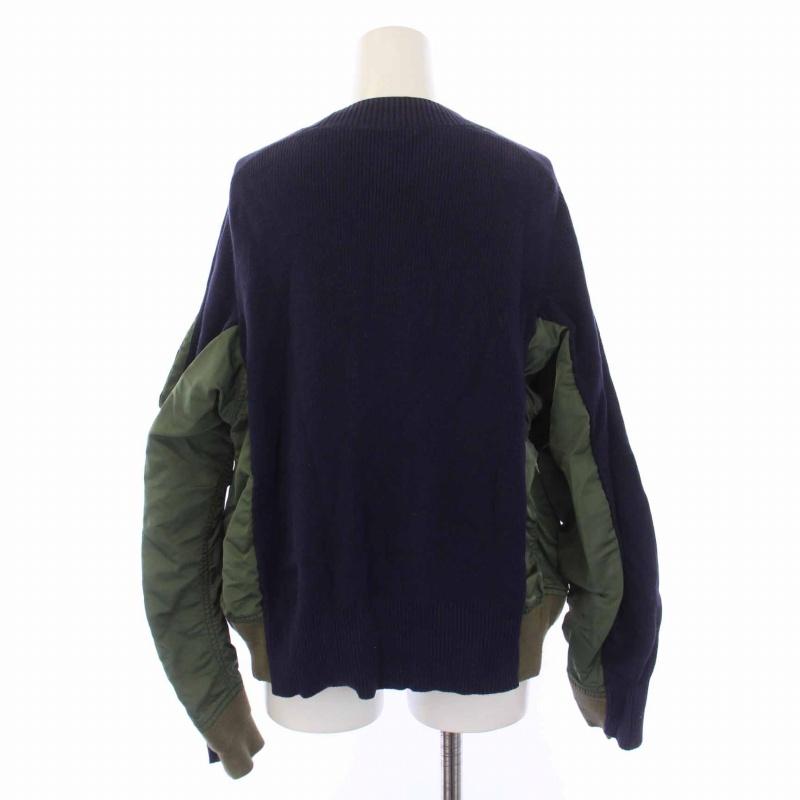 サカイ sacai ナイロンツイルコットンニットプルオーバー セーター 