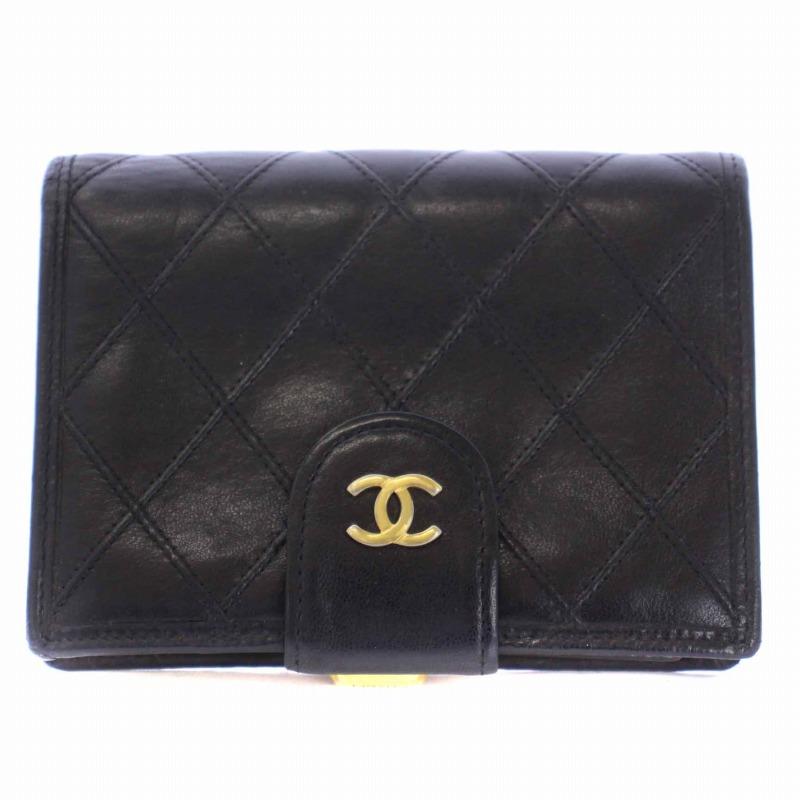 シャネル CHANEL ビコローレ 財布 二つ折り がま口 ココマーク レザー  