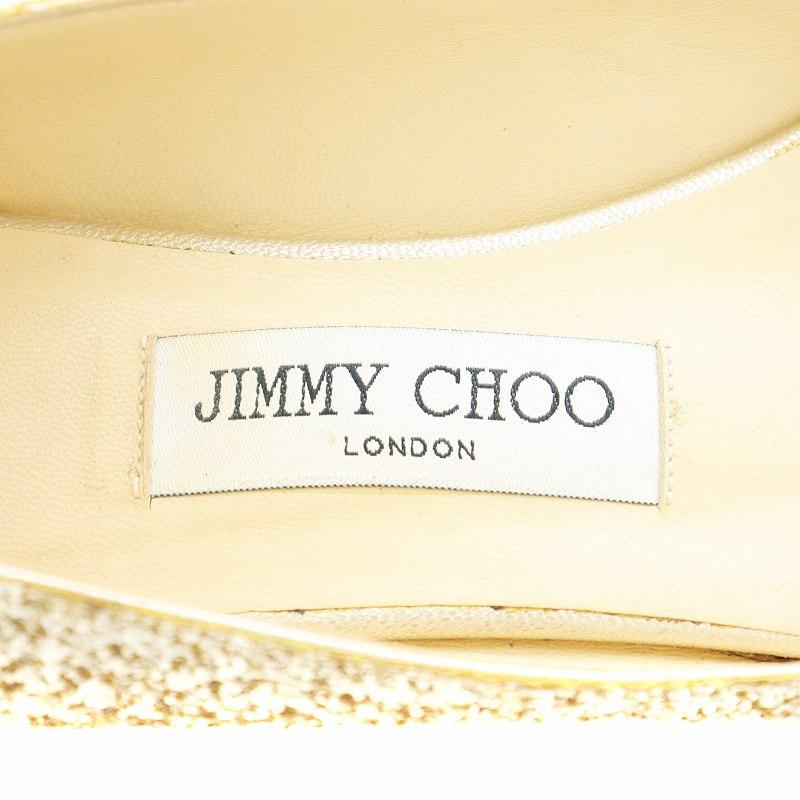 ジミーチュウ JIMMY CHOO パンプス オープントゥ グリッター 37 24.0cm 