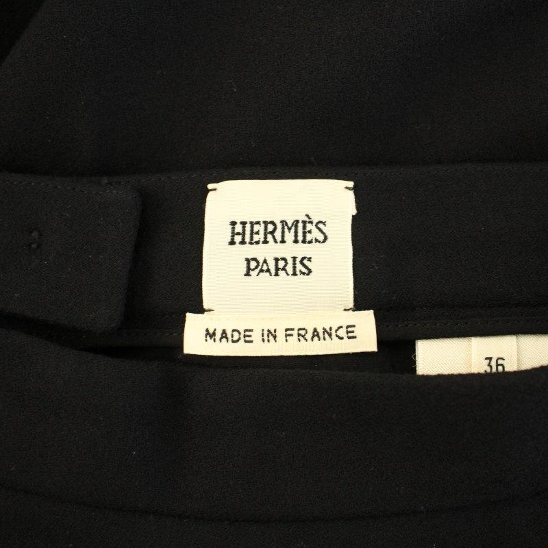 HERMES エルメス ゴルチエ期 スカート ロング ミモレ フレア ウール 絹 