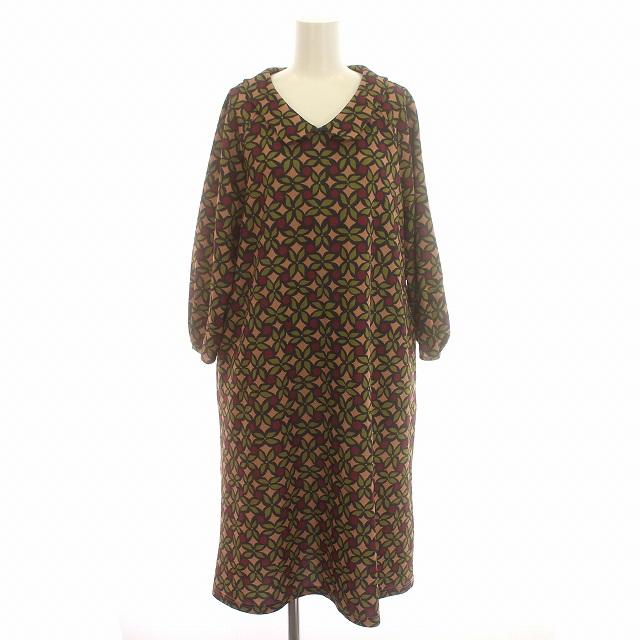 ホコモモラ JOCOMOMOLA ワンピース ロング 七分袖 総柄 40 M  