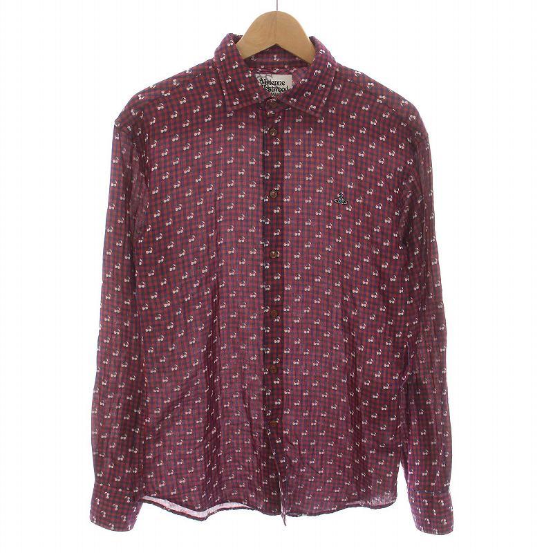 ヴィヴィアンウエストウッドマン　シャツ　赤紫色　vivienne 長袖 ヴィヴィアンウエストウッドマンシャツ赤紫色vivienne 長袖