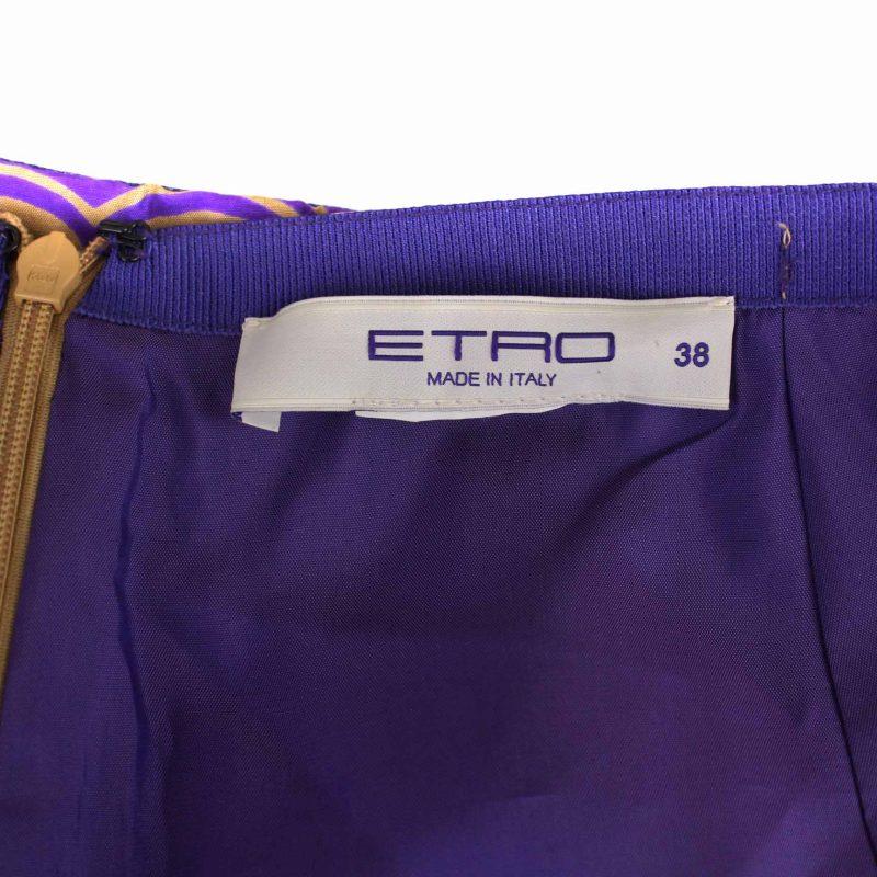 ETRO エトロ フレアスカート ミモレ丈 総柄 38 S 茶 ブラウン 紫 