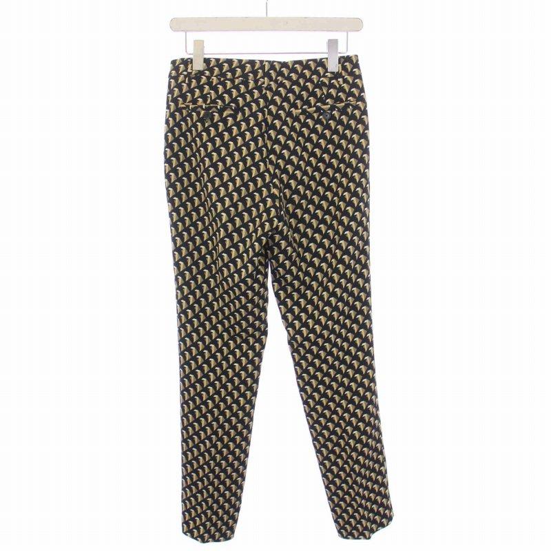 ETRO エトロ テーパードパンツ ジップフライ 総柄 38 S 黒 ブラック 黄 