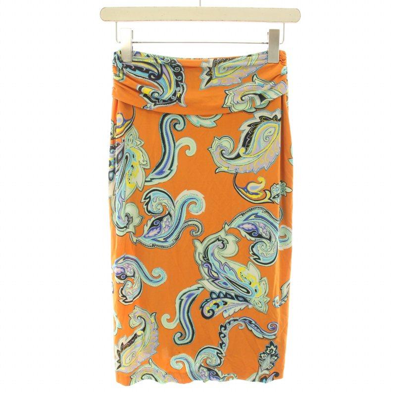 ETRO エトロ スカート ひざ丈 タイト ギャザー イージー ペイズリー柄  
