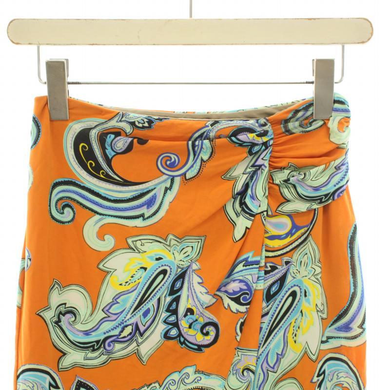 ETRO エトロ スカート ひざ丈 タイト ギャザー イージー ペイズリー柄  