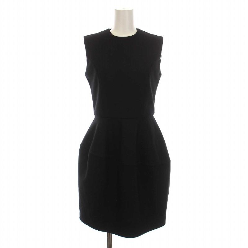 YOKO CHAN 黒 ノースリーブ ひざ丈ワンピース 36