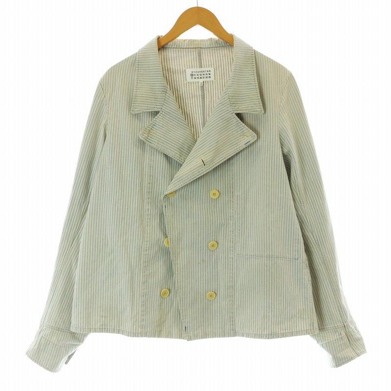 Maison Margiela 10 21SS ダブルジャケット USED加工 ストライプ 