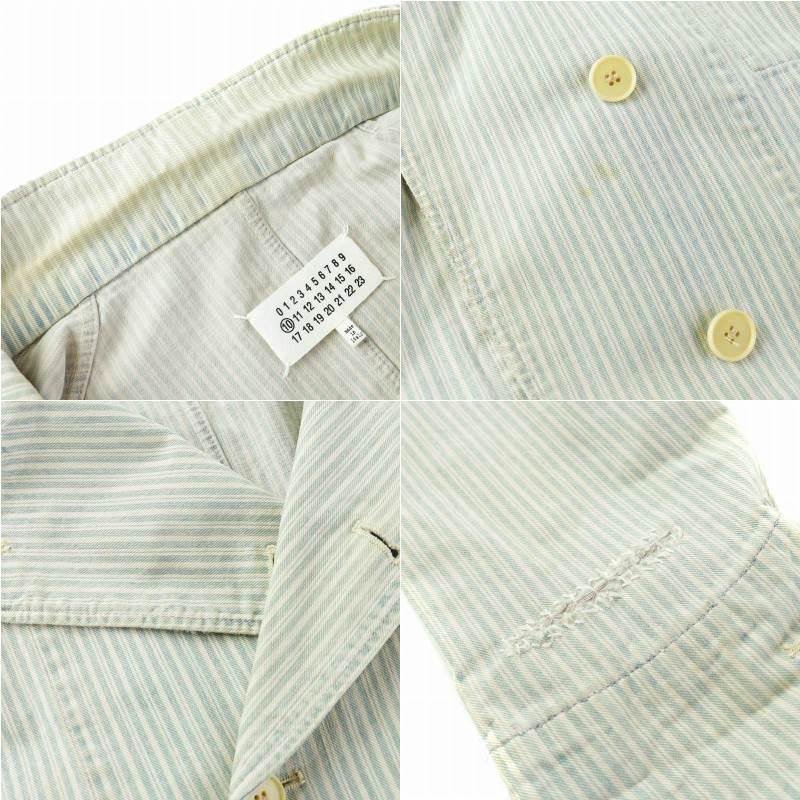 Maison Margiela 10 21SS ダブルジャケット USED加工 ストライプ 